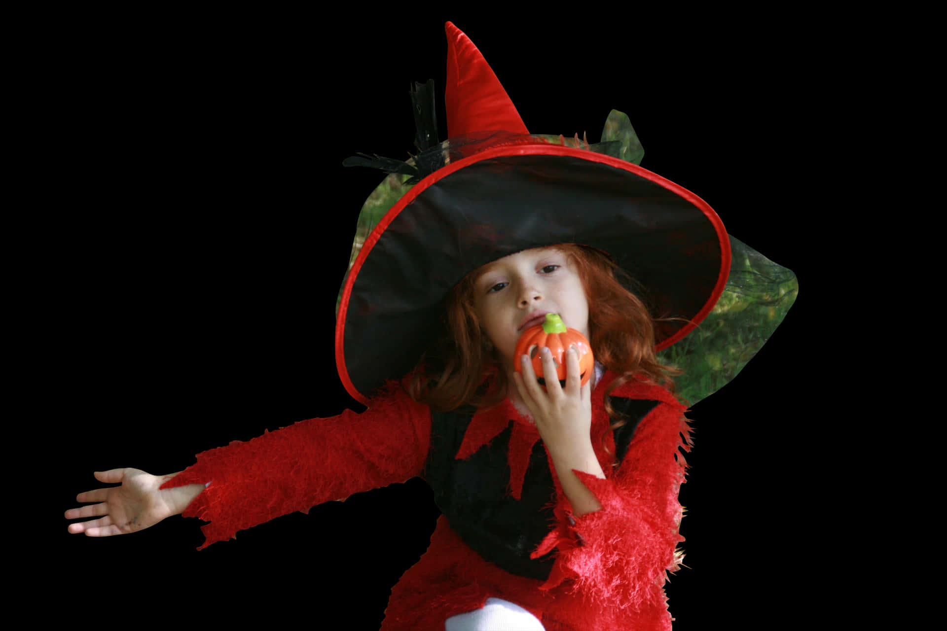 Young Witchwith Pumpkin PNG