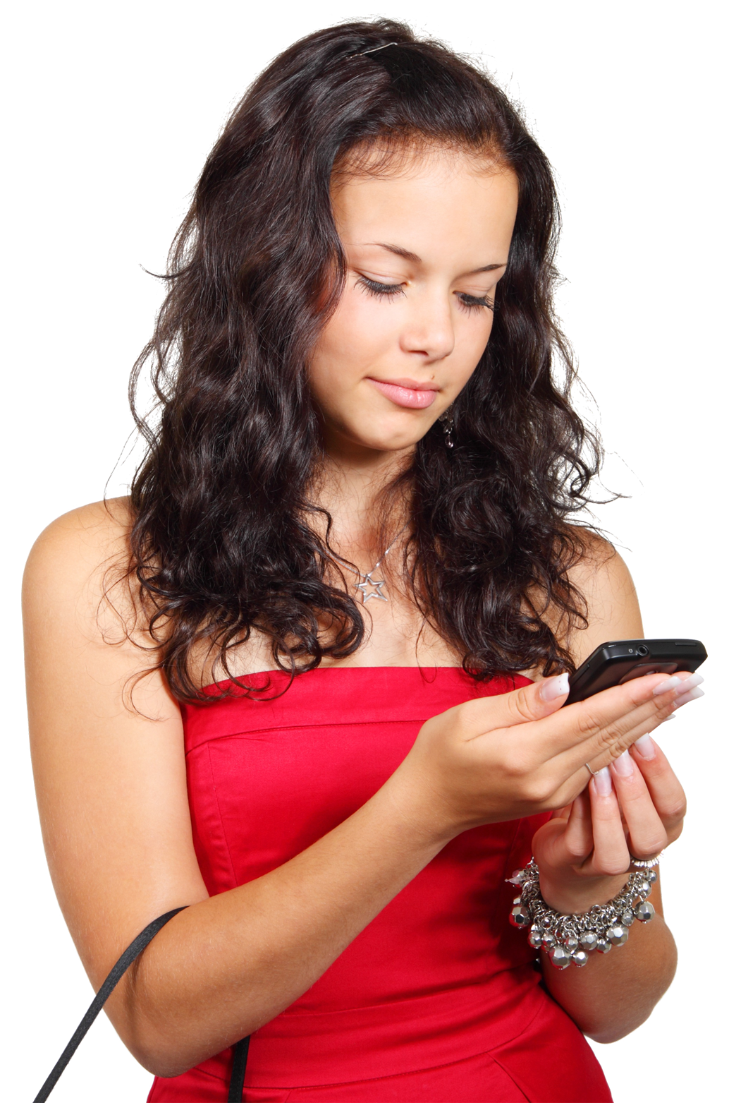 Young Woman Using Smartphone PNG