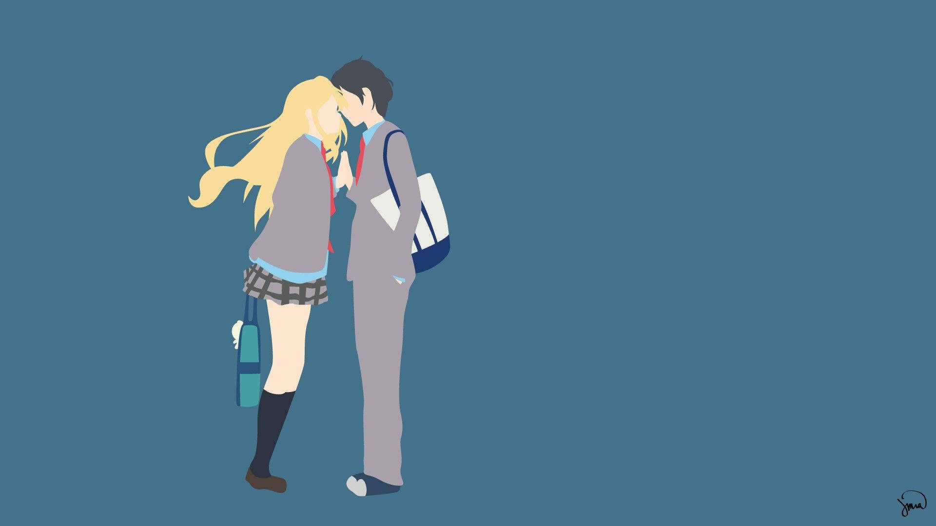 Kaori and Kousei together, united in their love of music Wallpaper