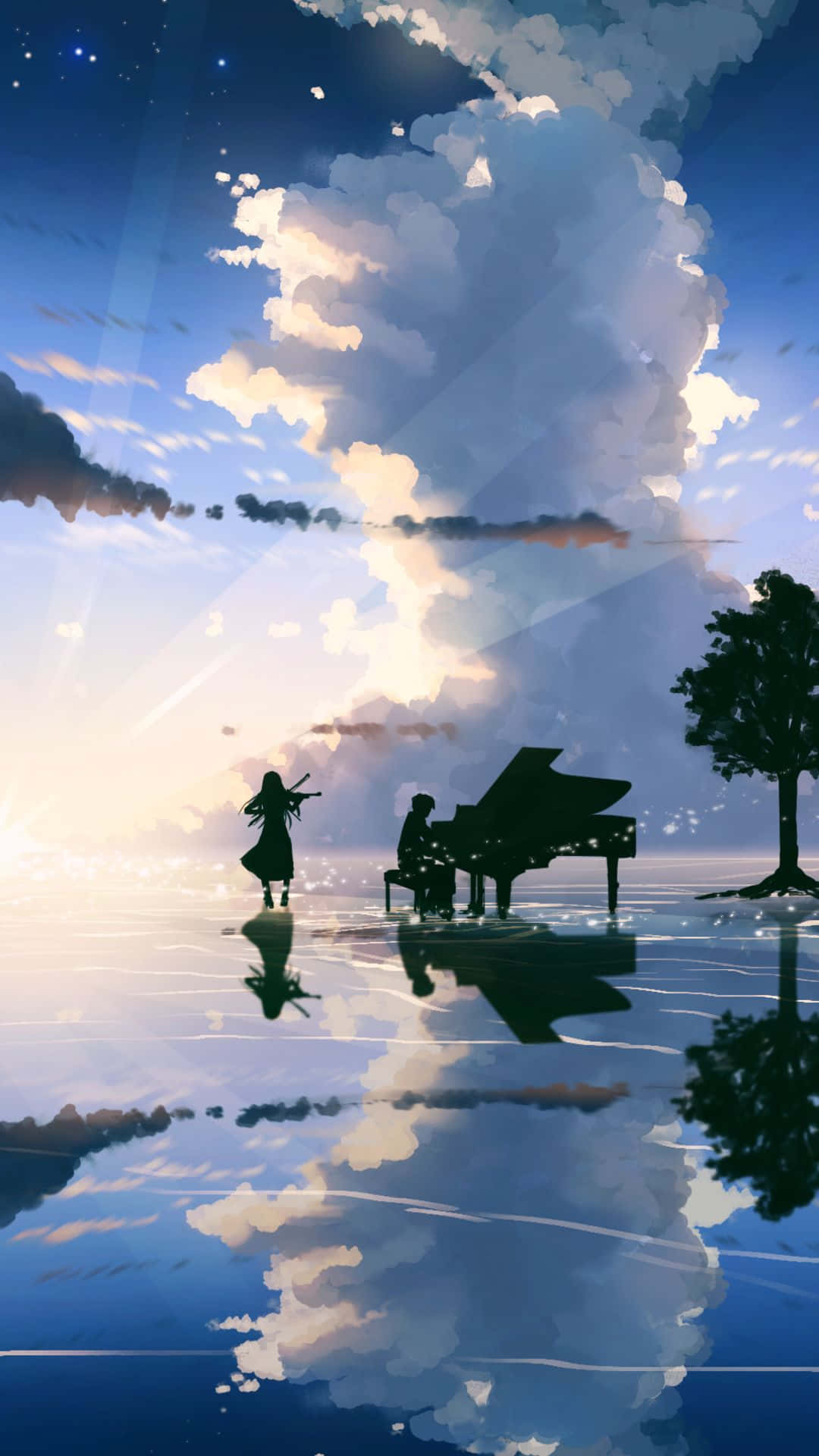 Your Lie In April Iphone Kaori Violin Silhouette Pictures Wallpaper