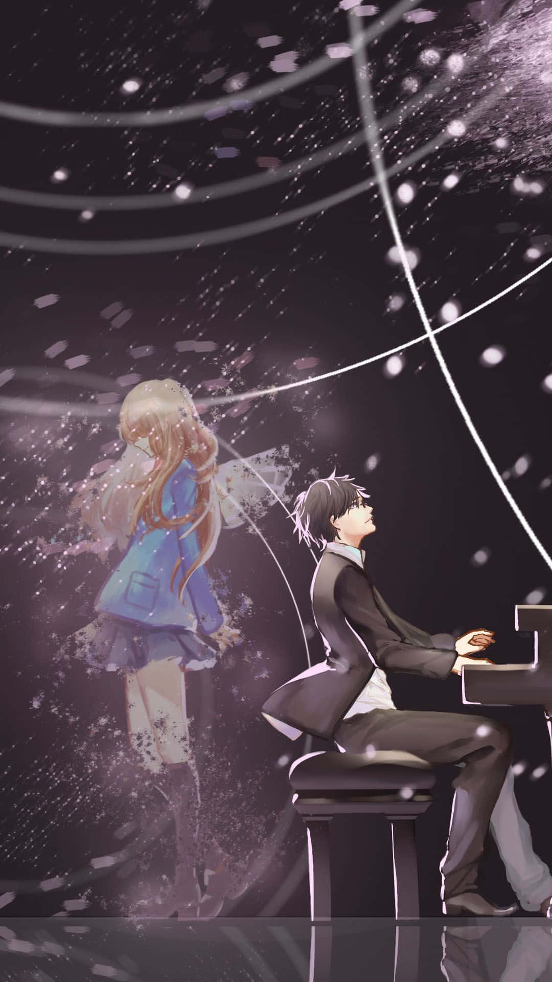 Imágenesde Kōsei Tocando El Piano En El Iphone De Your Lie In April. Fondo de pantalla