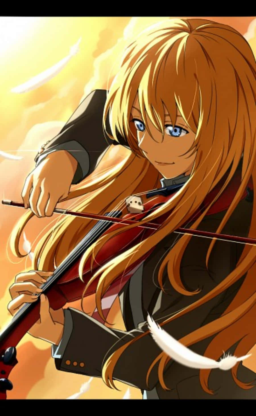 Letue Bugie In Aprile: Immagini Anime Di Kaori Al Violino Per Iphone. Sfondo