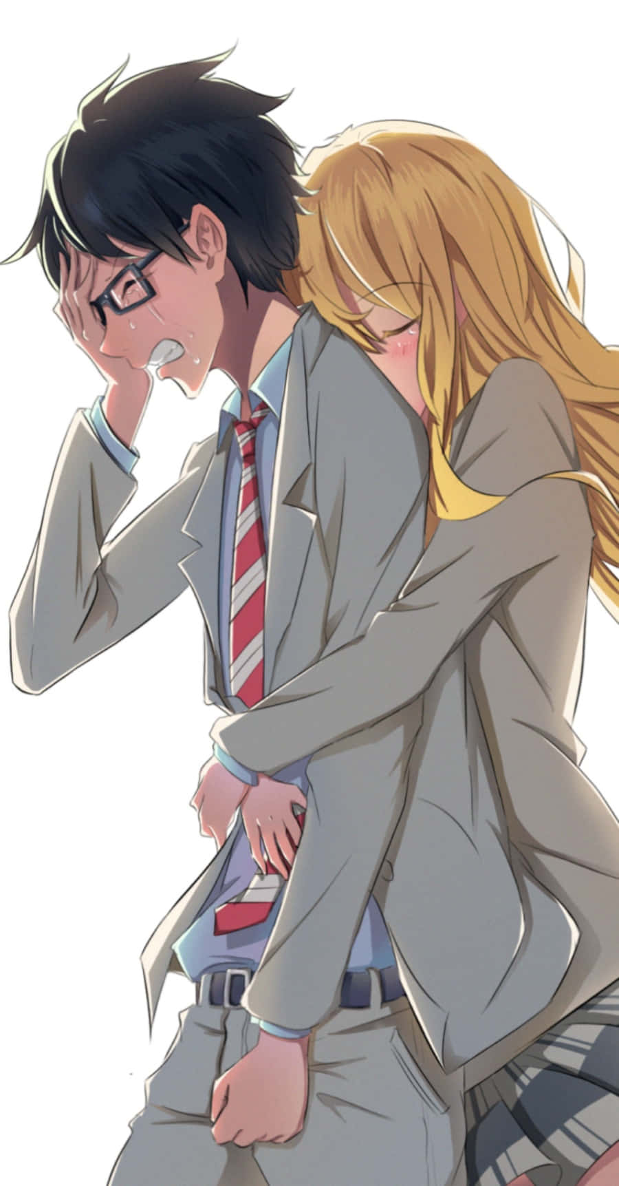 Your Lie In April Iphone Anime Couple Hug Pictures Wallpaper