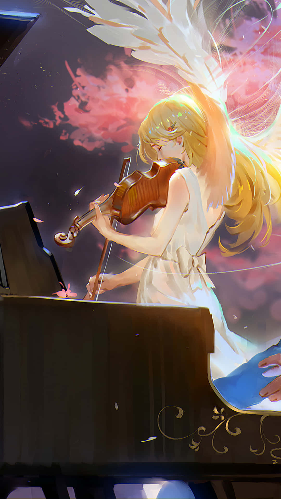 Your Lie In April Iphone Kaori Angelic Violin Pictures Wallpaper
