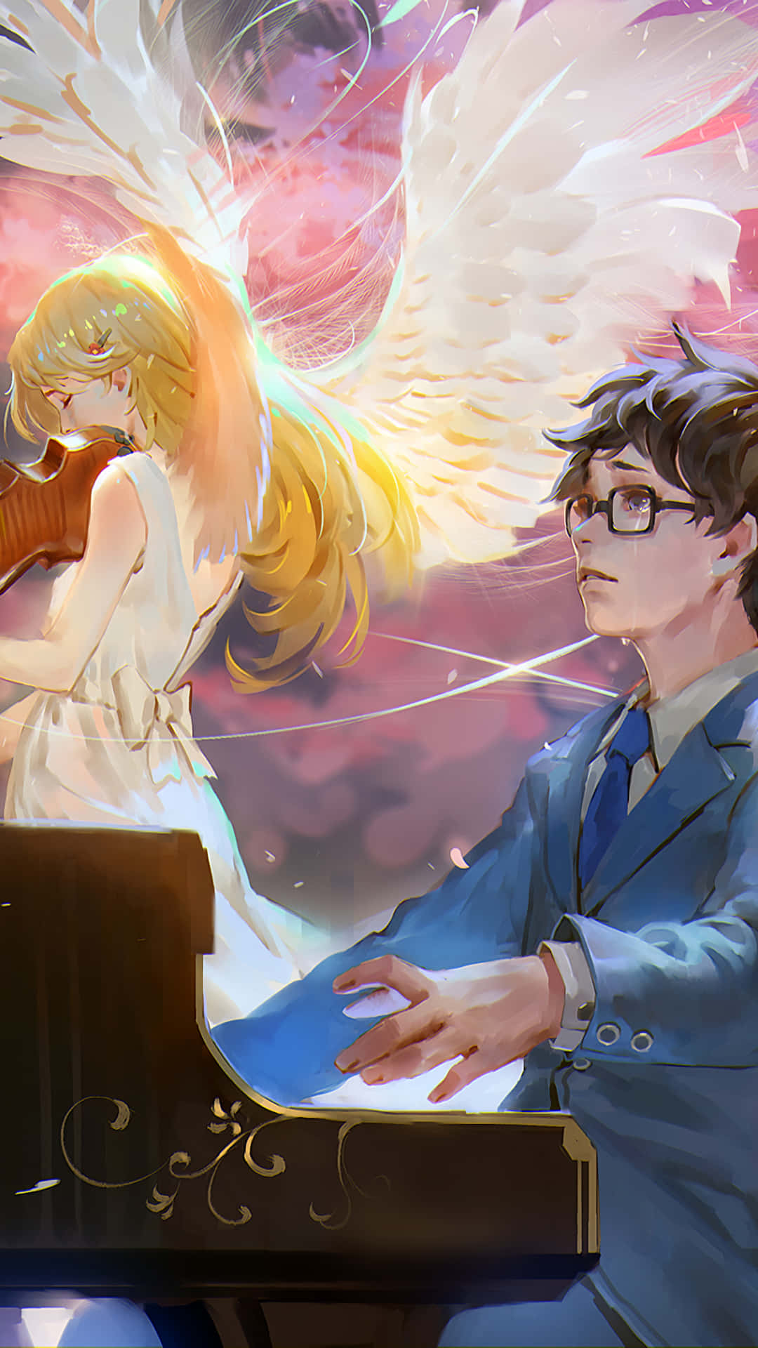 Dit løgn I April Iphone Kosei Piano Anime billeder Tapet Wallpaper