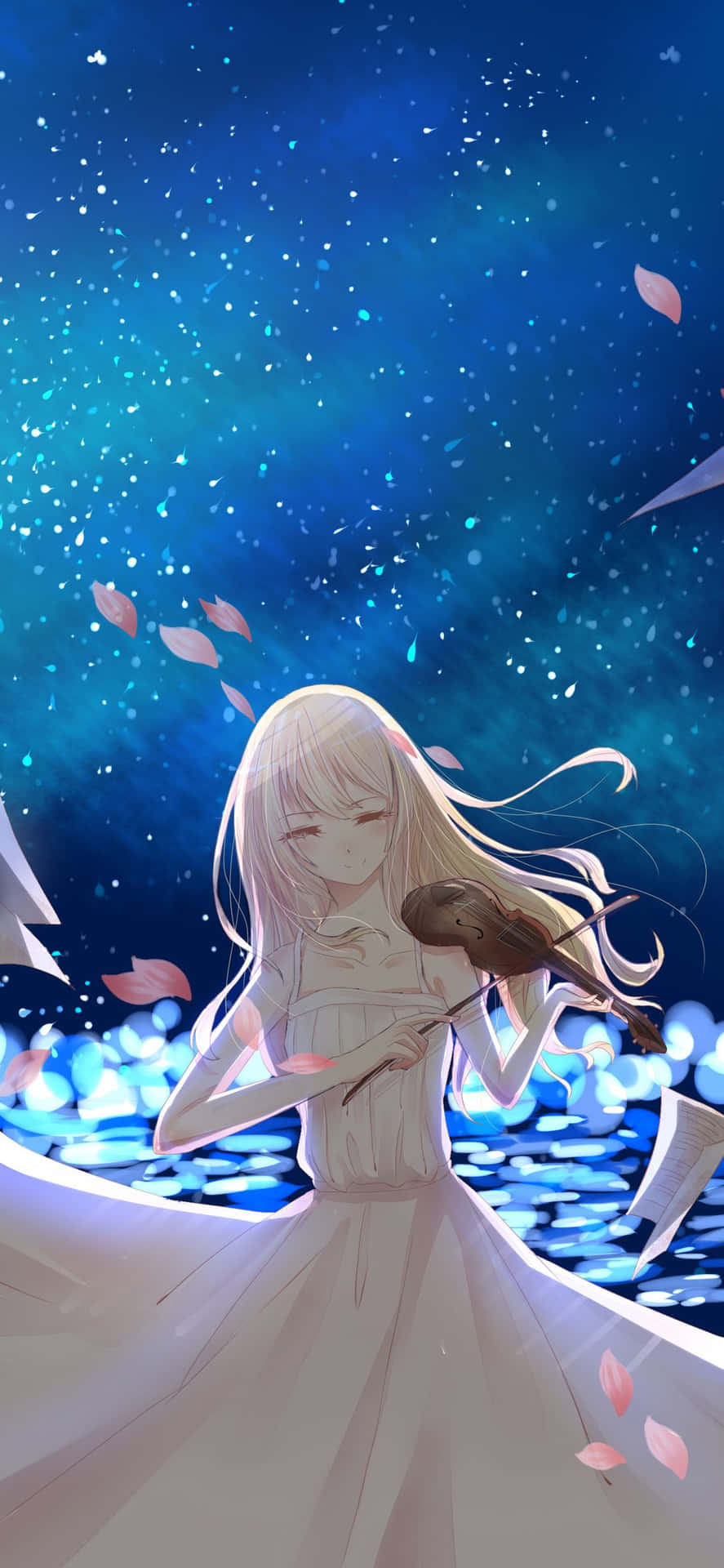 Deinelüge Im April- Iphone Hintergrundbilder Von Kaori Miyazono Mit Violine Im Anime-stil Wallpaper