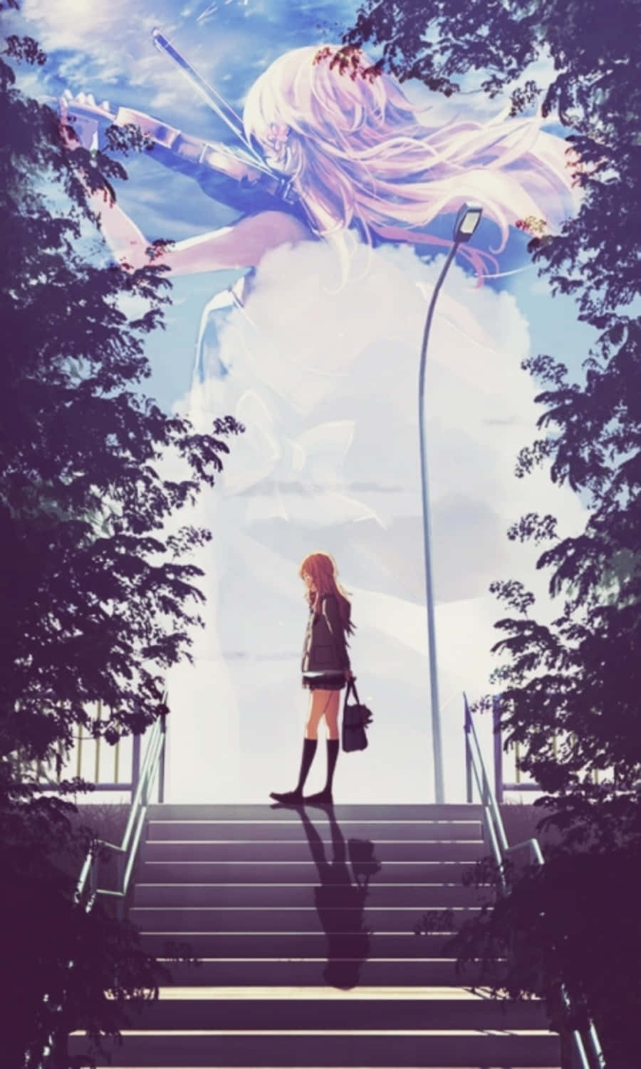 Your Lie In April Iphone Kaori Miyazono Clouds Pictures Wallpaper