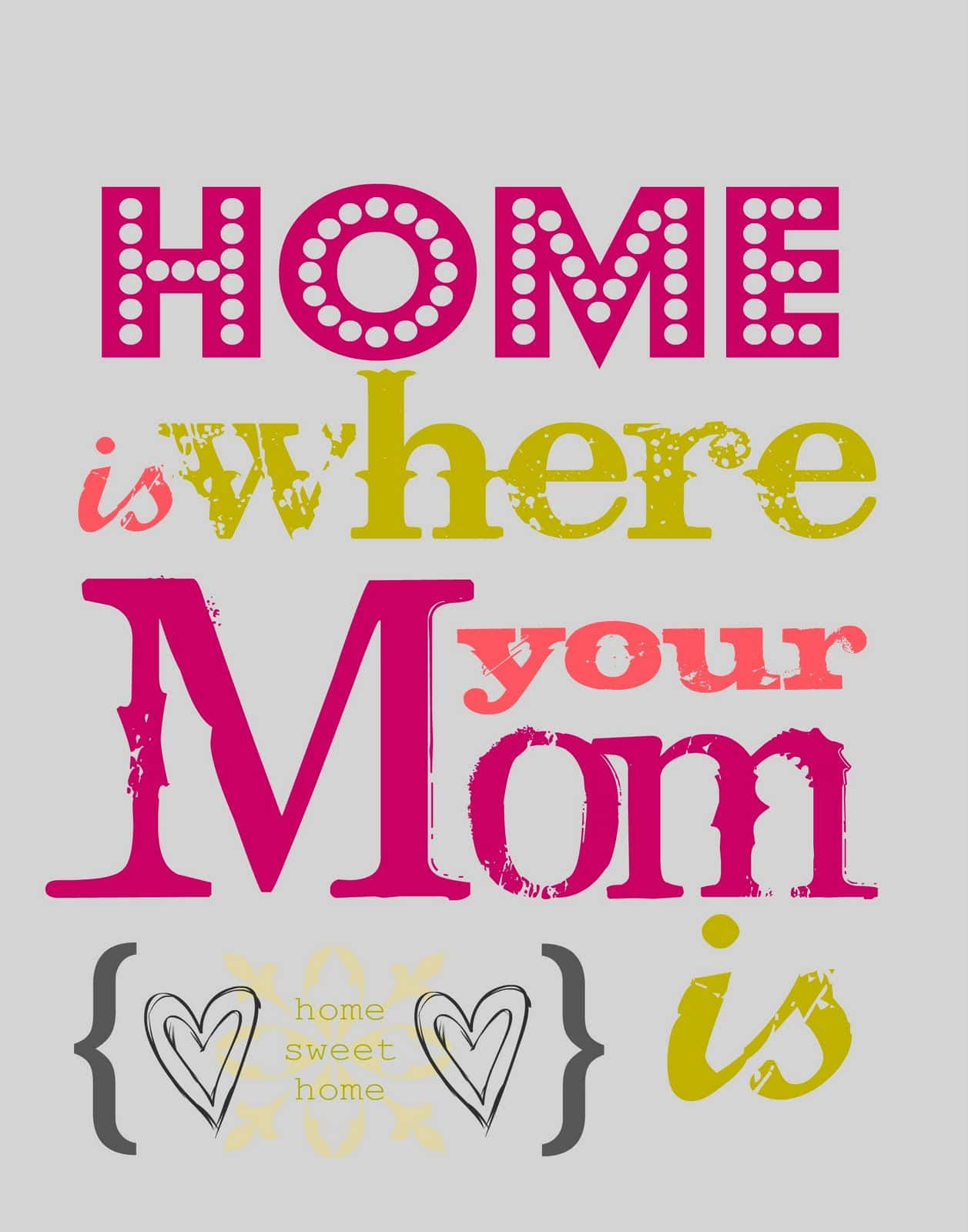 Home Is Where Your Mom Is Typography Wallpaper