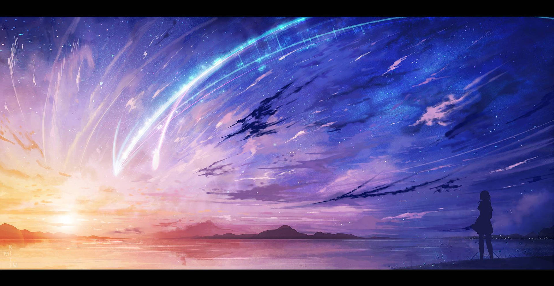 Step into the stars and explore Your Name with the magical cosmic anime sky! Wallpaper