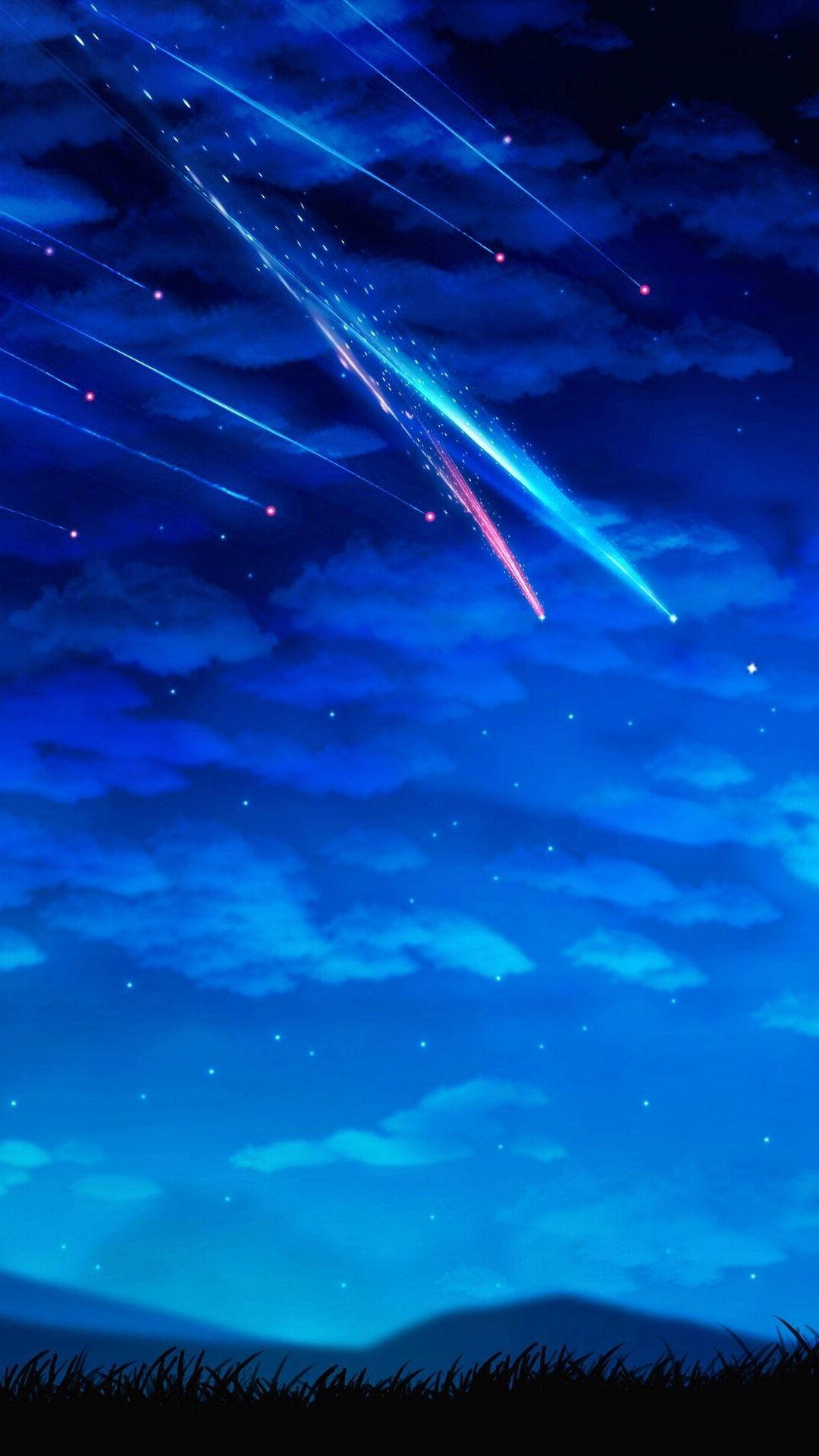 Your Name iPhone Blue Sky Meteors Wallpaper