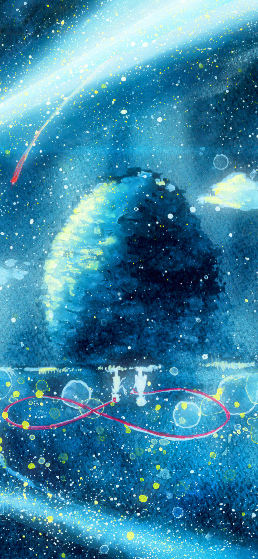 Your Name iPhone Tree Figures Wallpaper