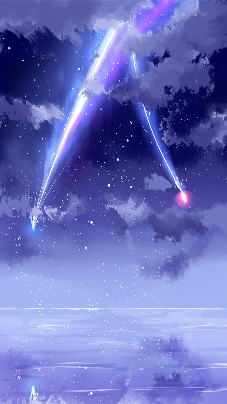 Your Name iPhone Two Violet Meteors Wallpaper