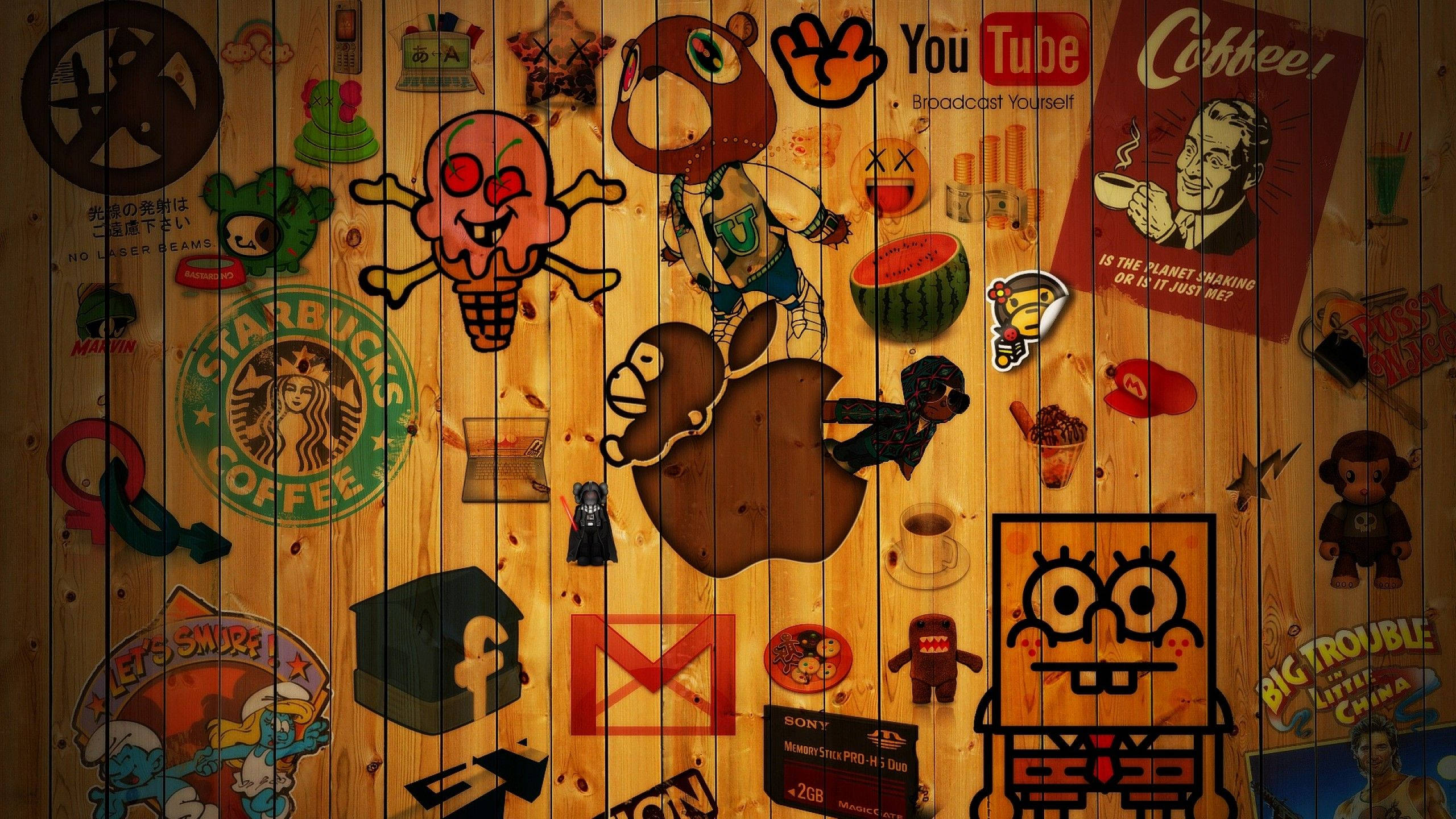 Youtube Cover Wooden Wall Logos Wallpaper