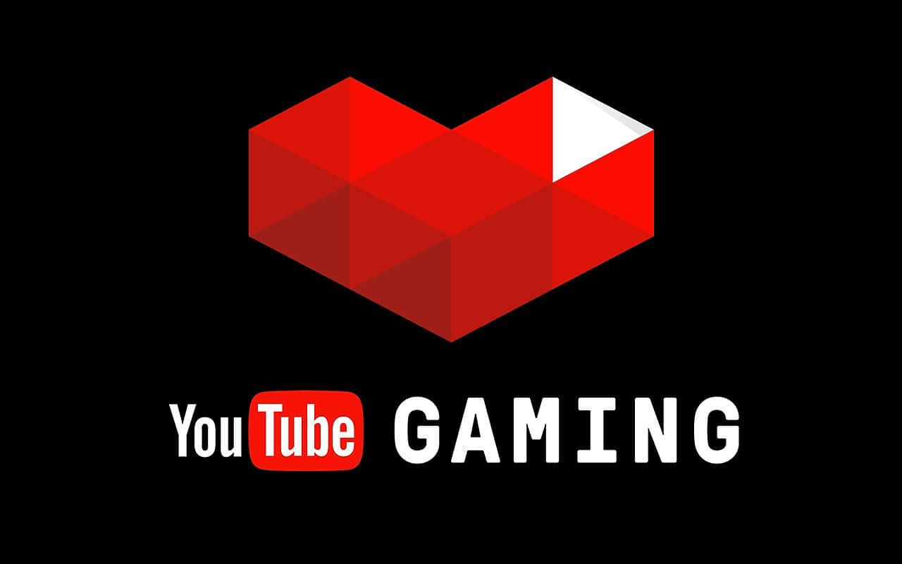 Et YouTube-gaming-logo med et rødt hjertebaggrund Wallpaper