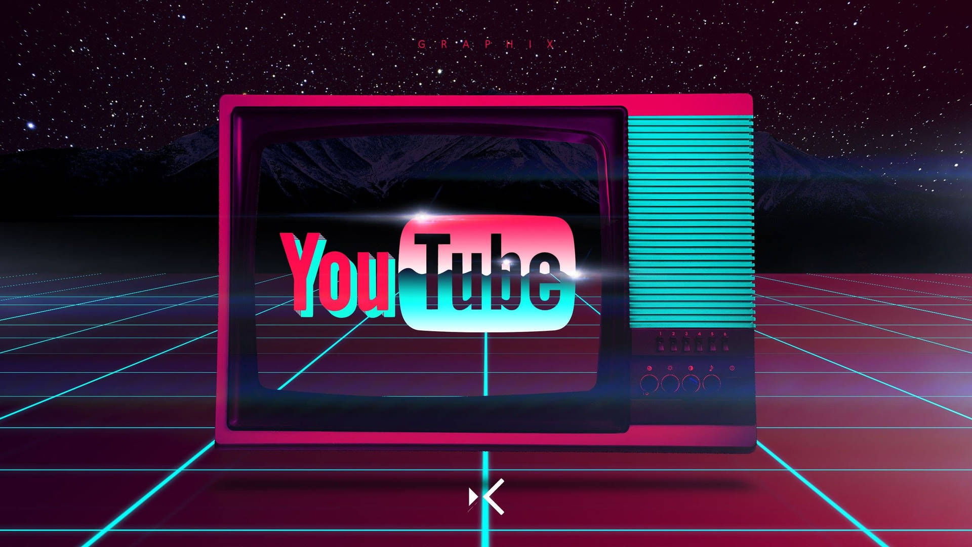 Youtube Logo In Vaporwave Aesthetics Wallpaper