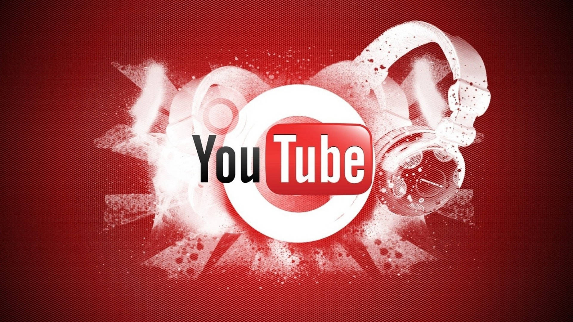 Logotipode Youtube Con Audífonos Blancos. Fondo de pantalla