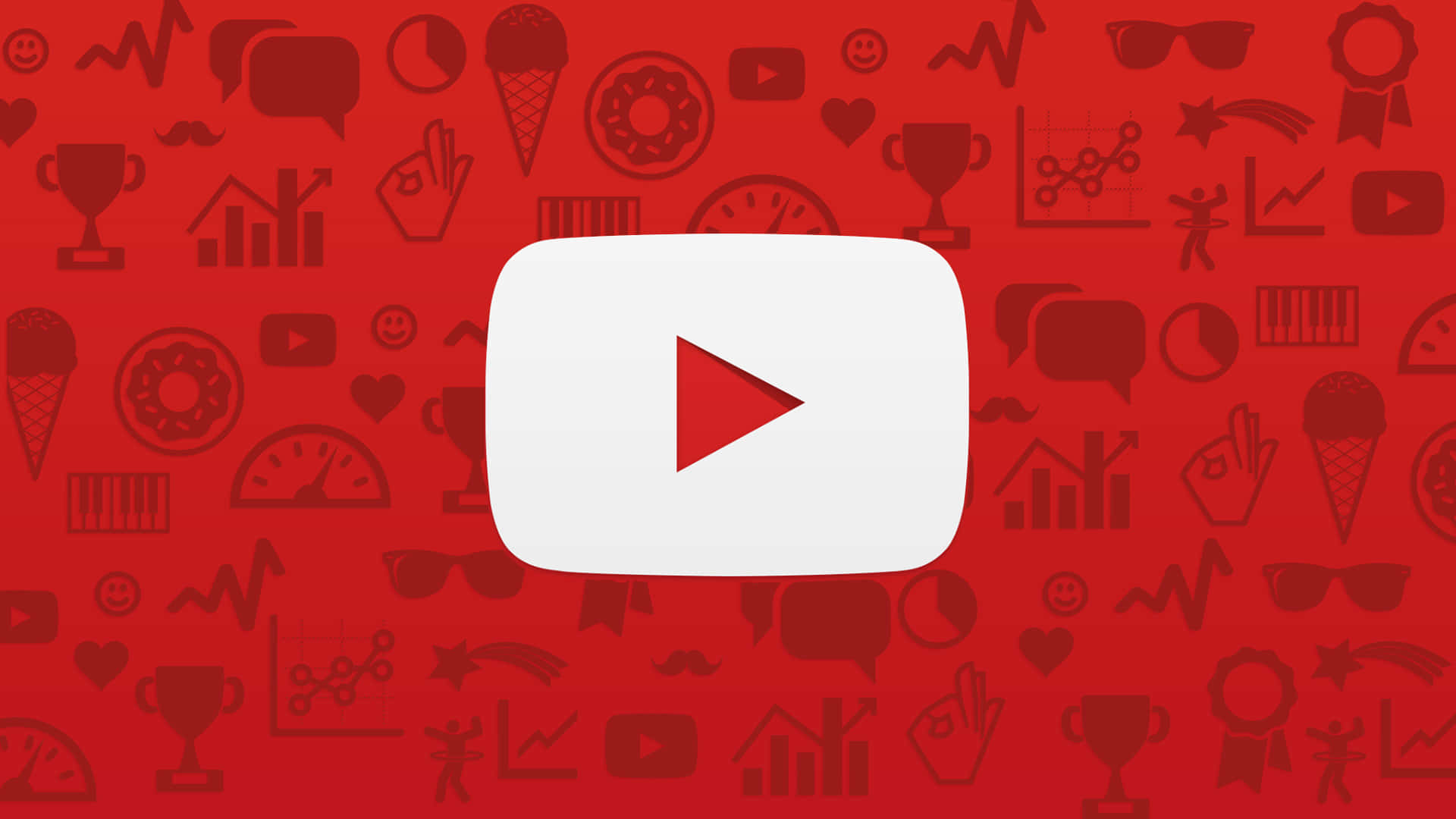 Youtube Logo With Icons On A Red Background
