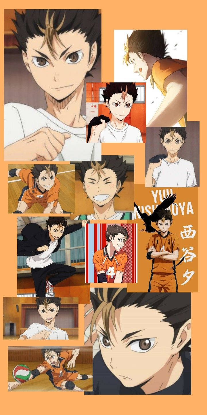 Yu Nishinoya Volleyball Star Collage Wallpaper