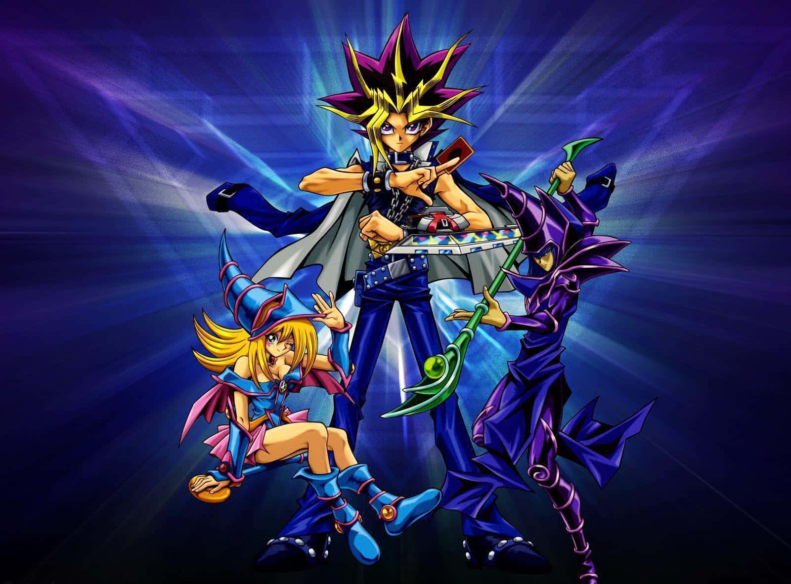 Yugi Muto holding his Duel Disk in a battle-ready stance Wallpaper