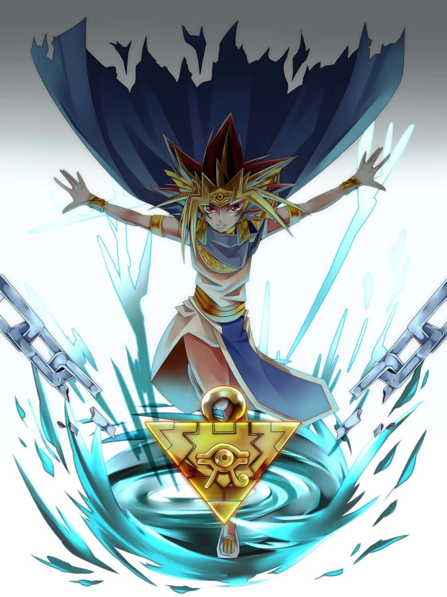 Yugi Muto unleashing his power in an intense duel Wallpaper