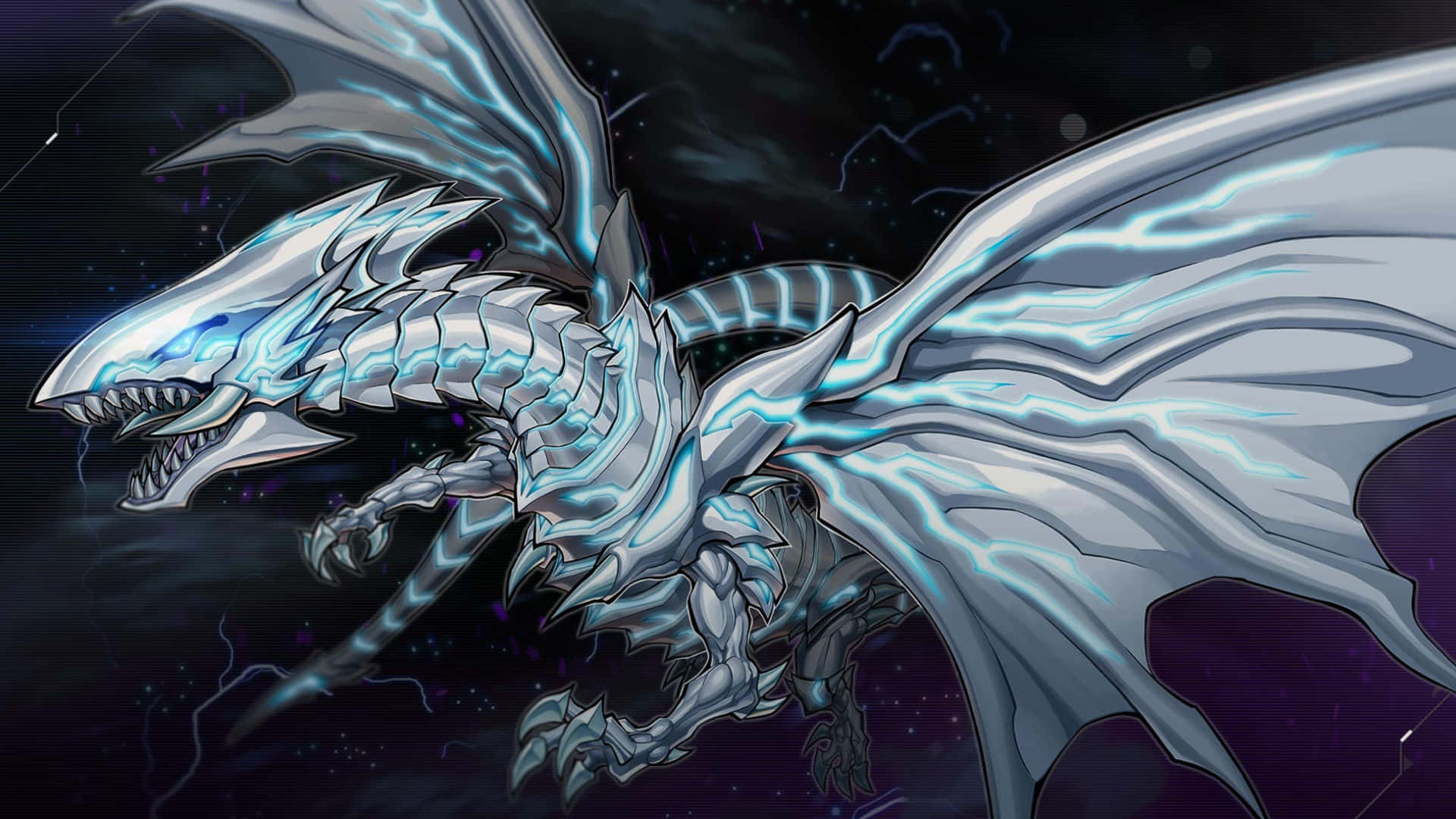 A White Dragon With Blue Wings Flying In The Sky