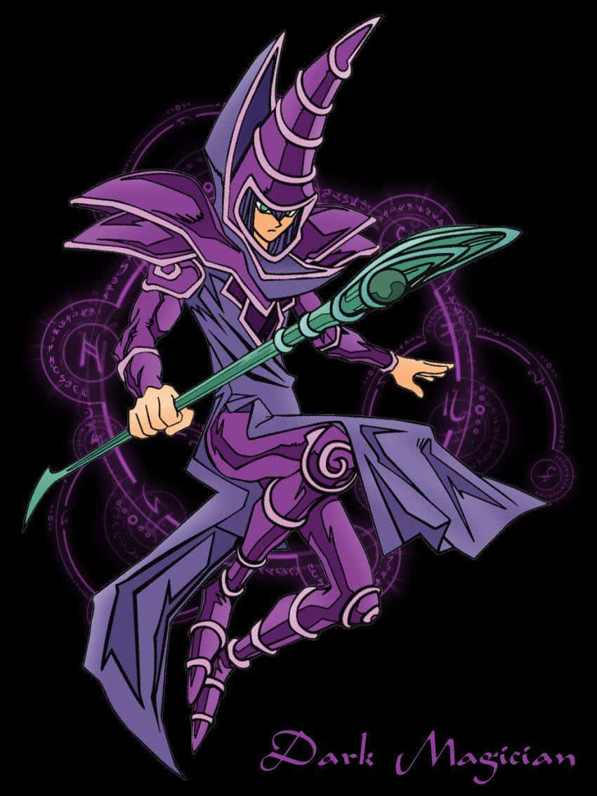 The Legendary Dark Magician from Yu-Gi-Oh! in a mystical pose Wallpaper