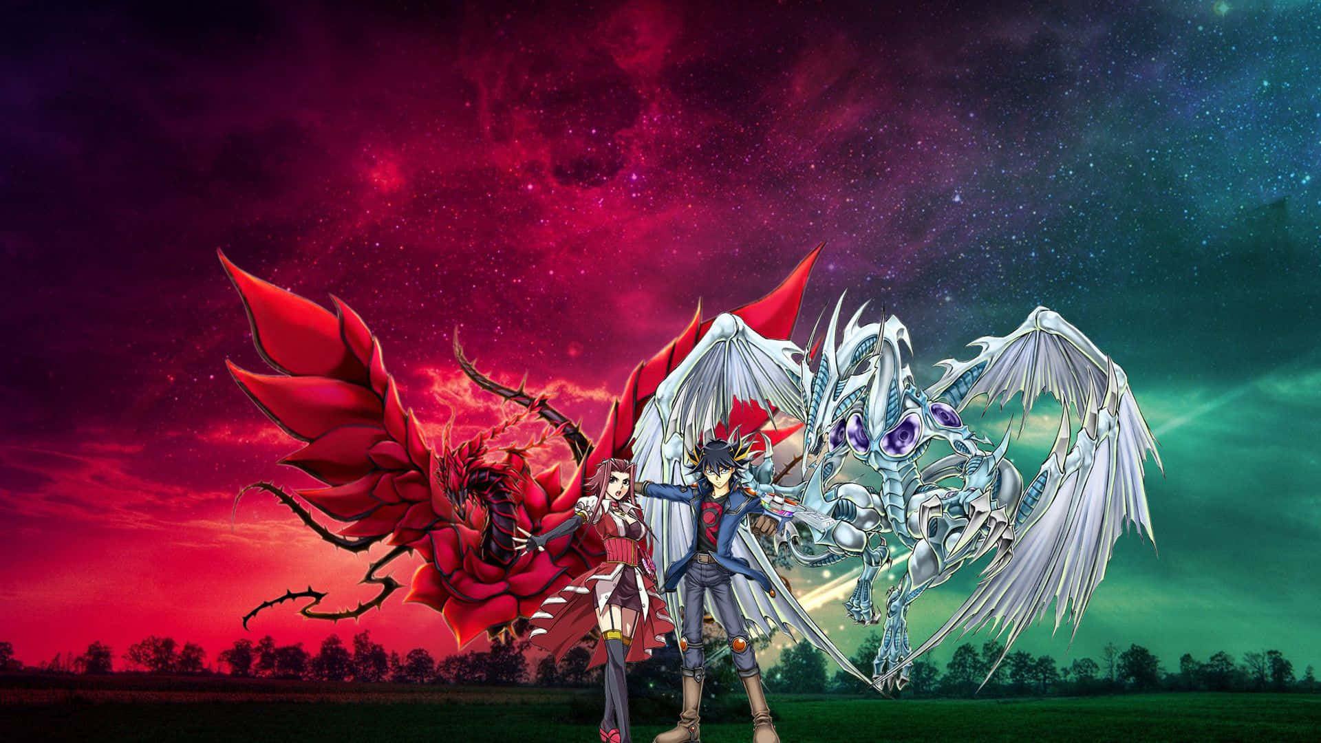 Epic Duel between Legendary Yugioh Dragons Wallpaper