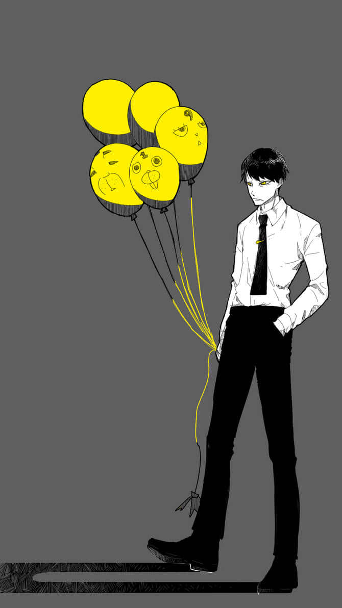 Yuichiro_ Kurono_ Avec_ Des_ Ballons_ Souriants Fond d'écran