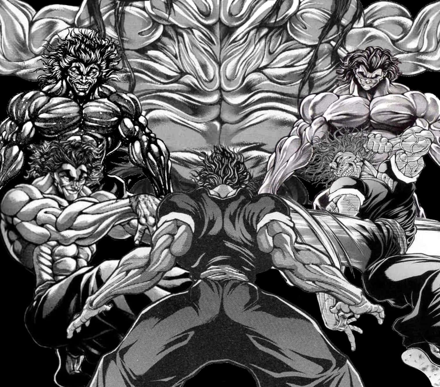 Yujiro Hanma Sorte og Hvide Manga Wallpaper