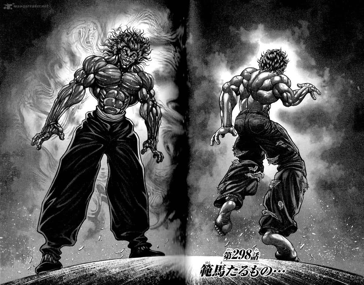 Fondode Pantalla En Blanco Y Negro De Yujiro Hanma En Manga. Fondo de pantalla