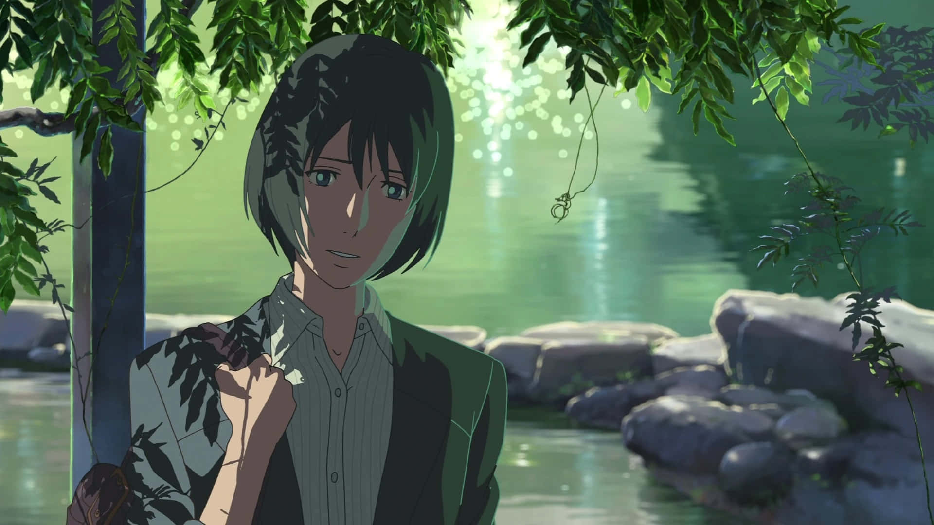 Yukari Yukino Uit The Garden Of Words Anime In Een Serene Setting Achtergrond