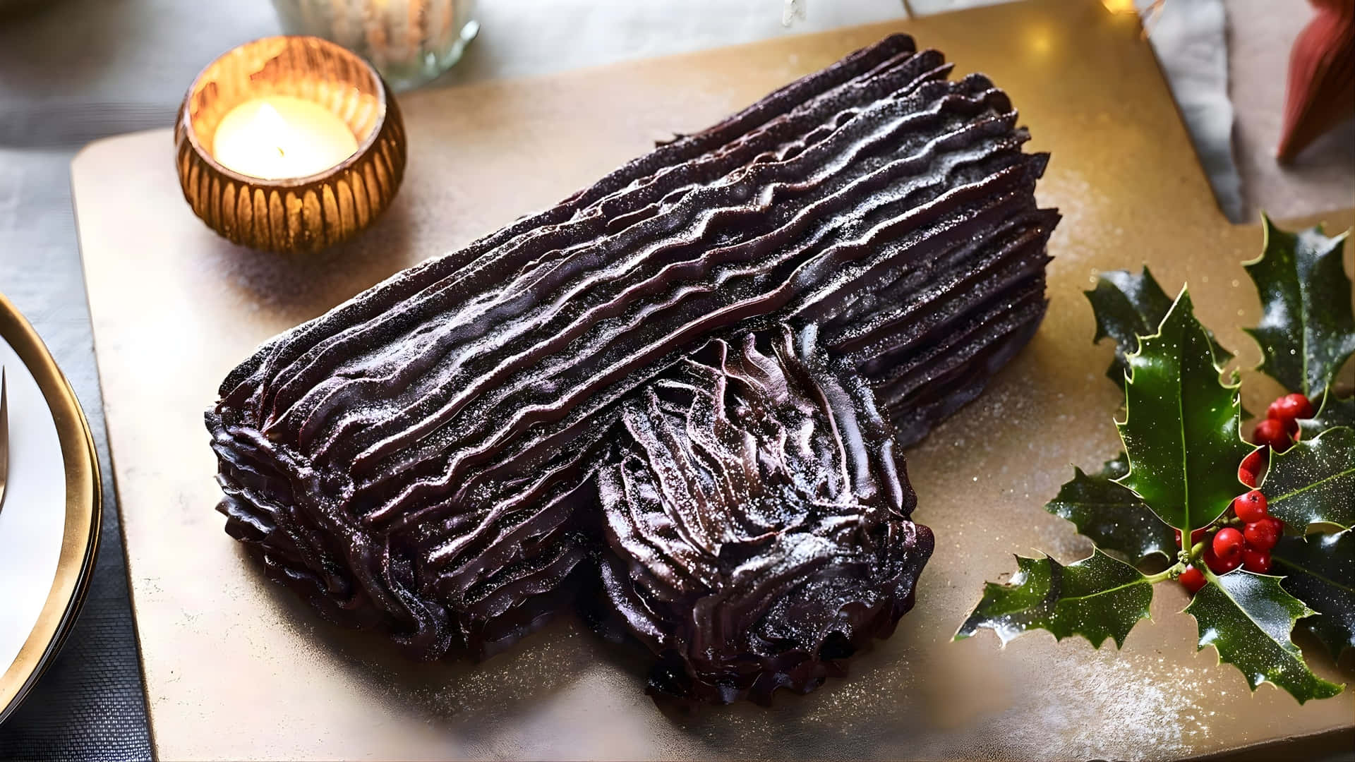 Yule Log Cake Tradition Wallpaper