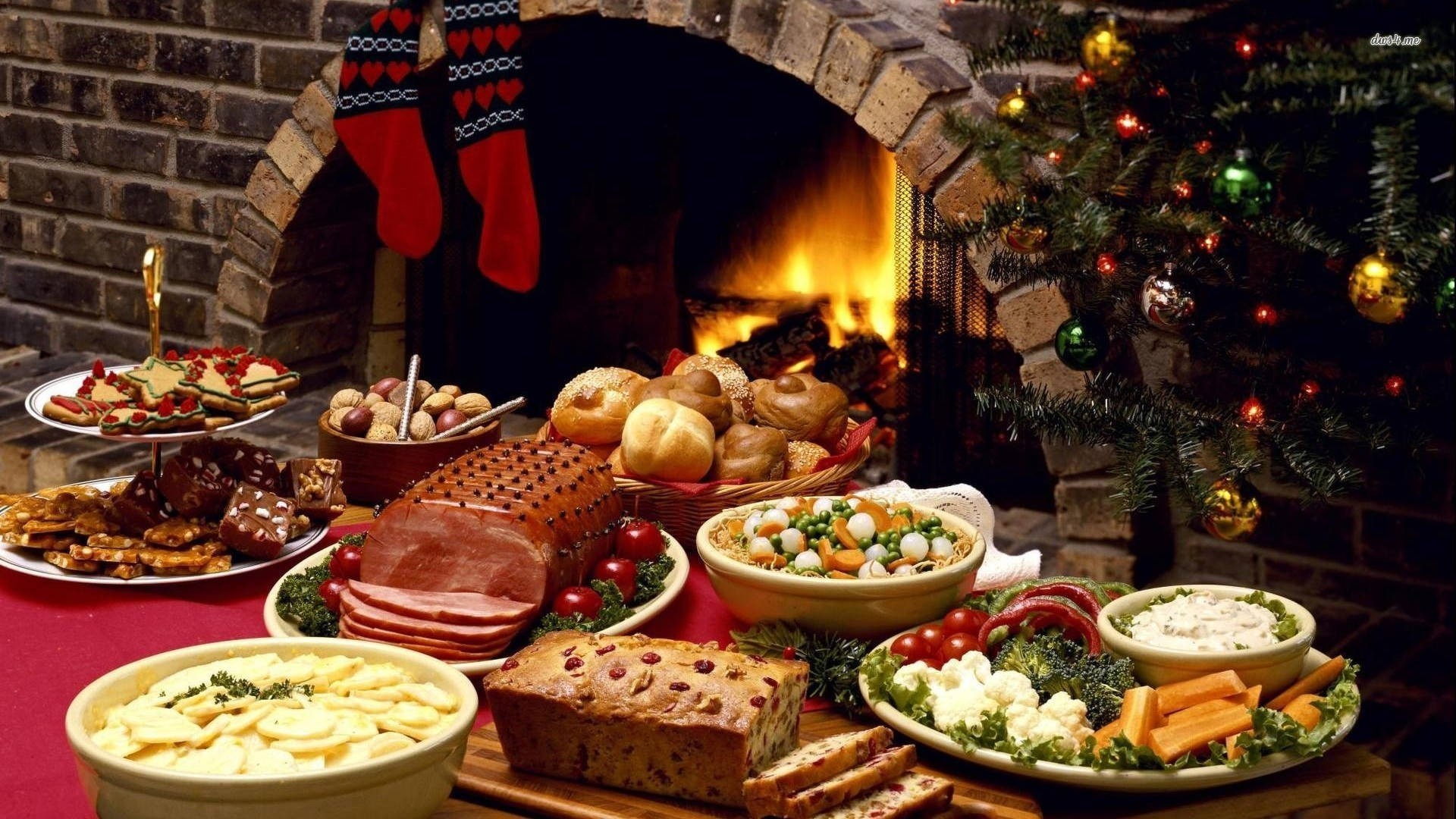 Yummy Christmas Dinner Background
