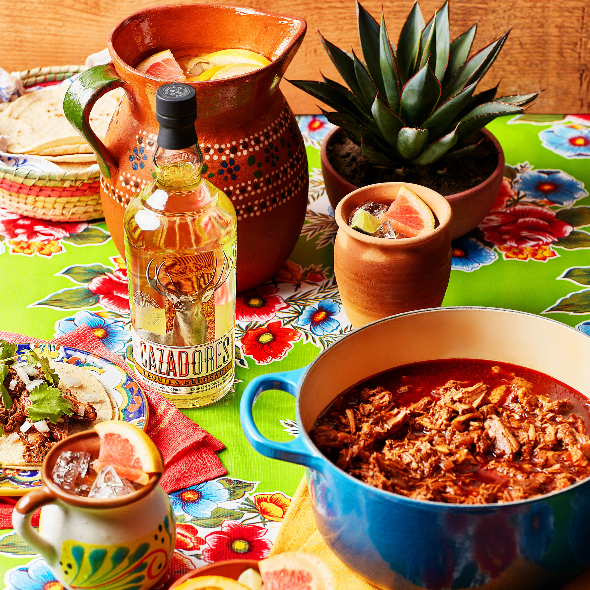 Yummy Foods With Cazadores Tequila Wallpaper