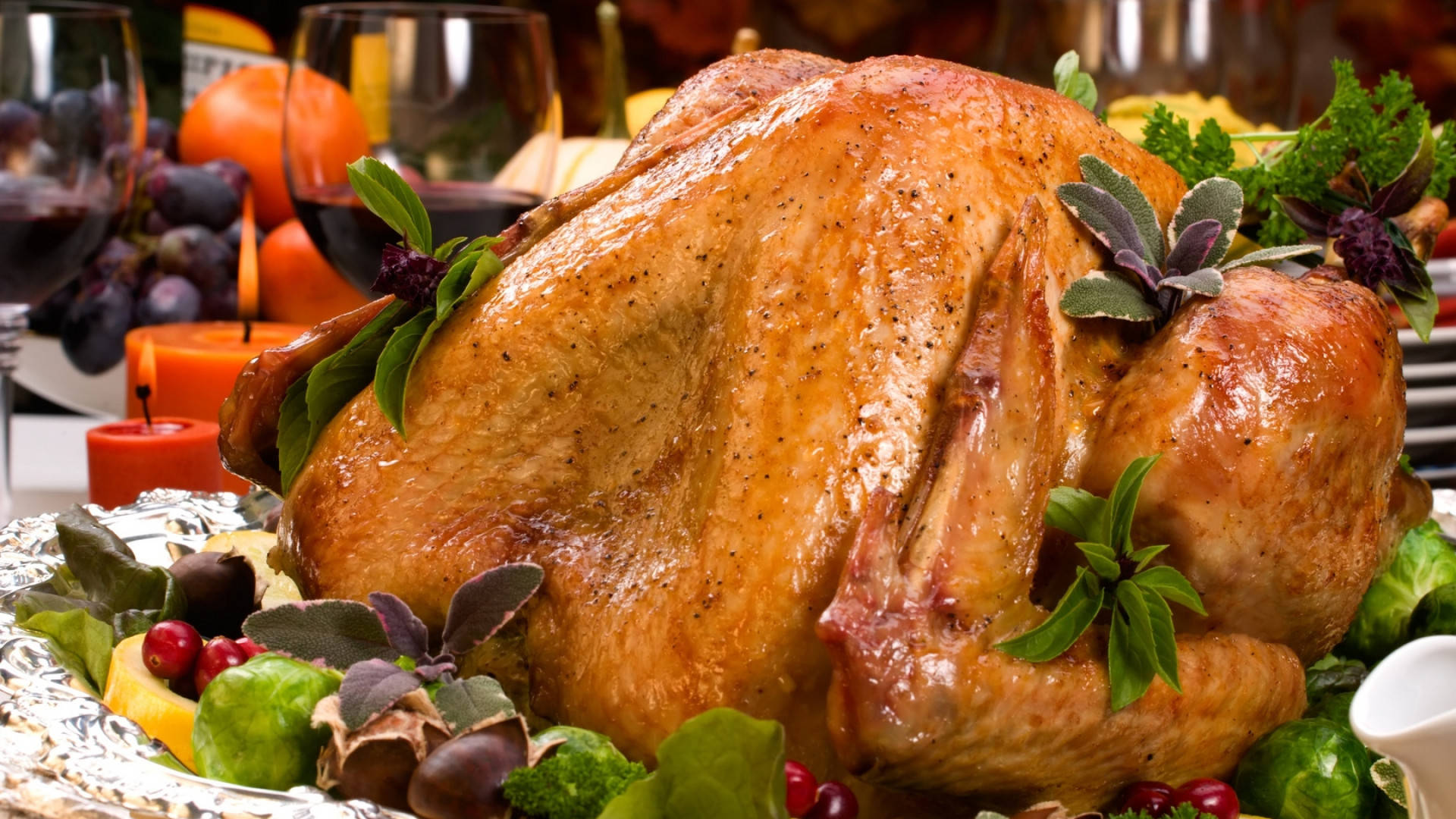 Yummy Roasted Turkey For Dinner Background