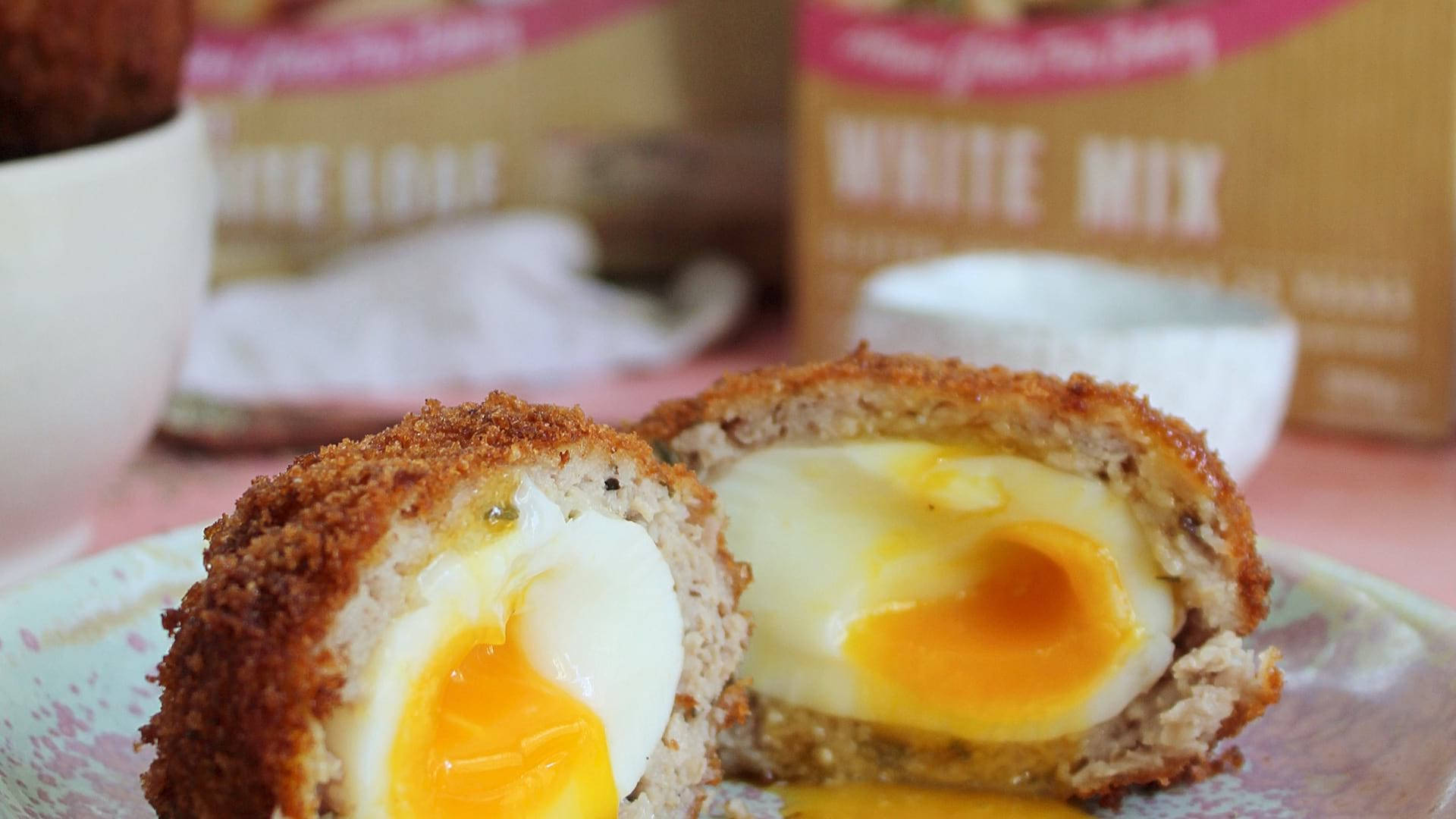 Delight in Every Slice: Traditional British Scotch Egg. Wallpaper