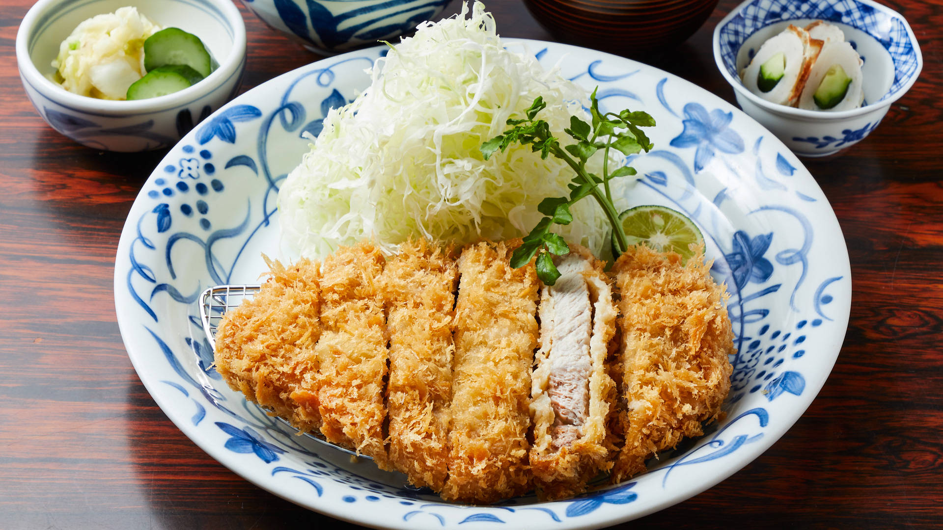Caption: Japanese Culinary Delight ‐ Authentic Tonkatsu Meal Wallpaper