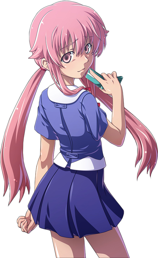 Yuno Gasai Pink Hair Anime Character PNG