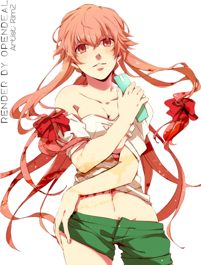 Yuno Gasai Pink Haired Anime Character PNG