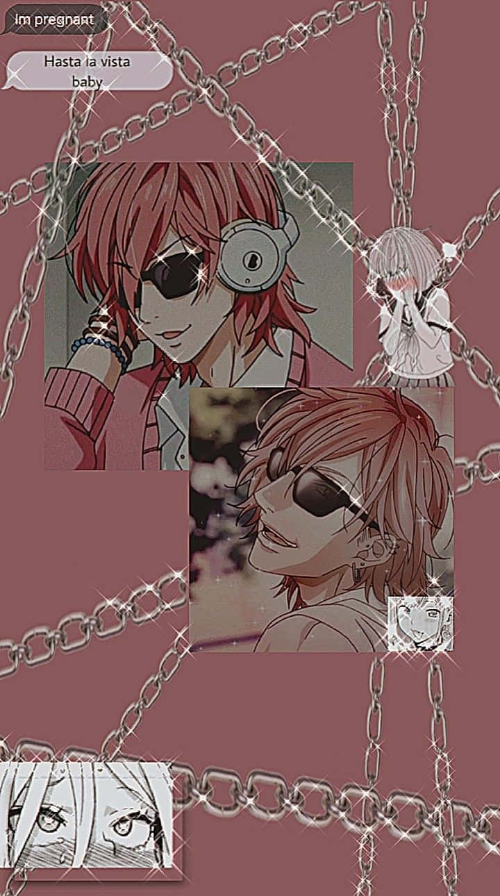 A Collage Of Anime Characters With Chains And A Picture Of A Girl Wallpaper