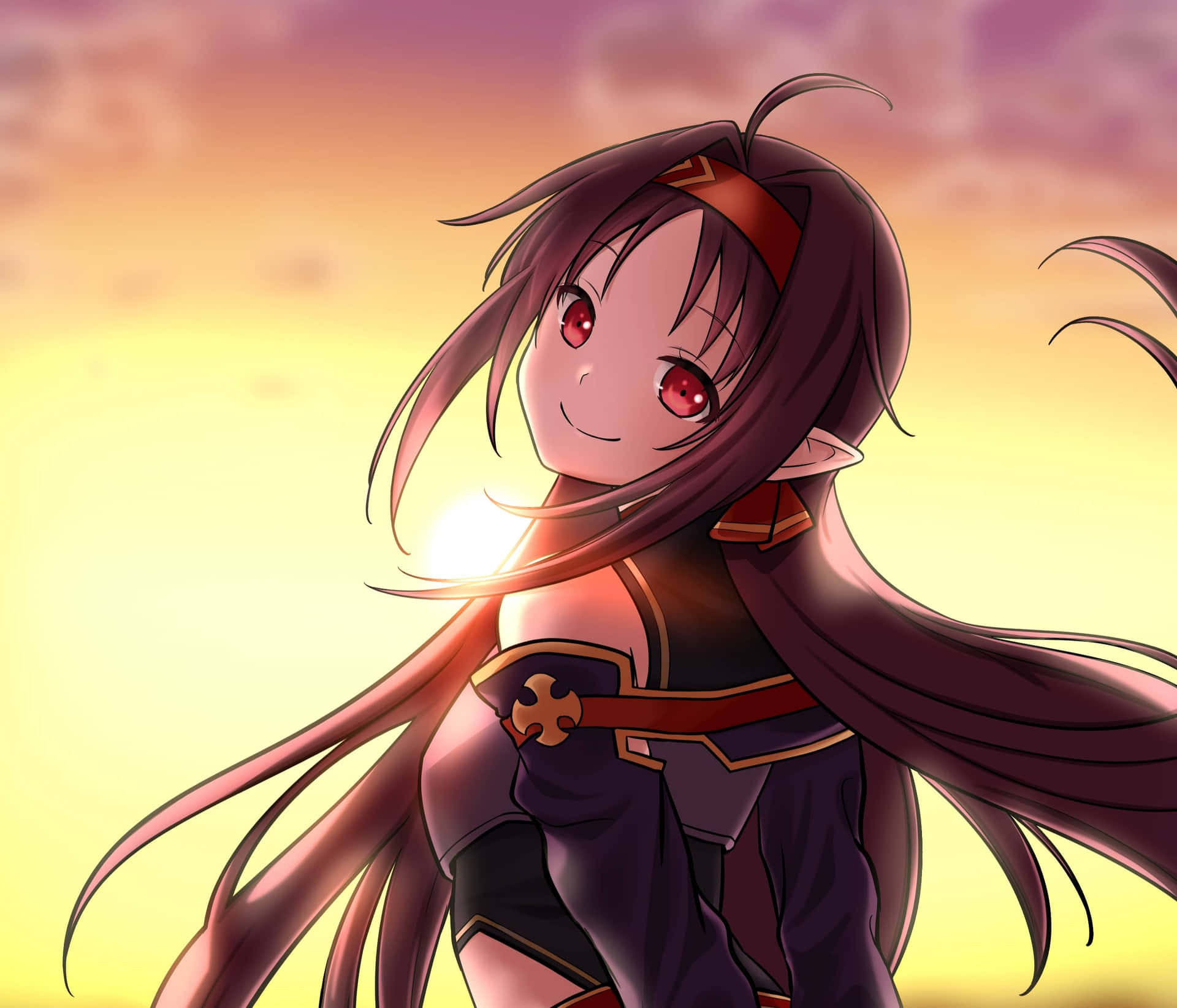 Yuuki Konno - a fearless warrior in a vibrant fantasy world Wallpaper