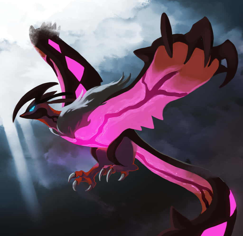 Yveltal Pokemon With Glowing Pink Body Wallpaper