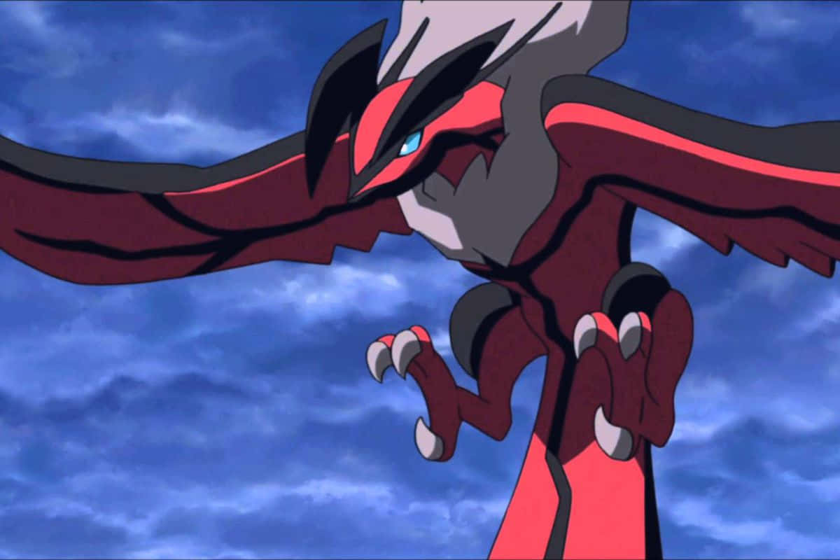Yveltal With Cloudy Sky Background Wallpaper