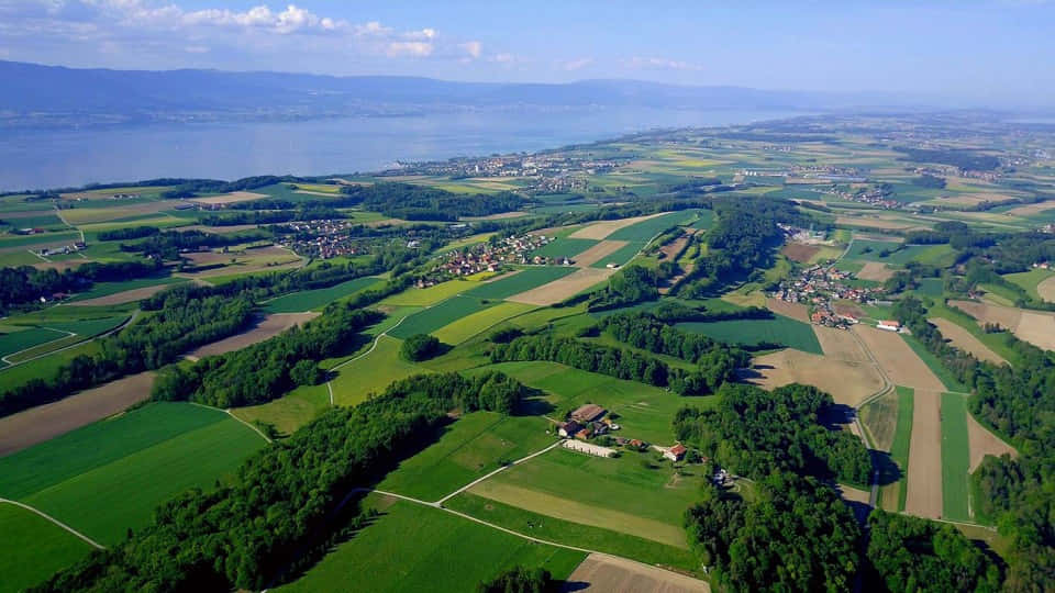 Yverdon Les Bains Aerial View Wallpaper