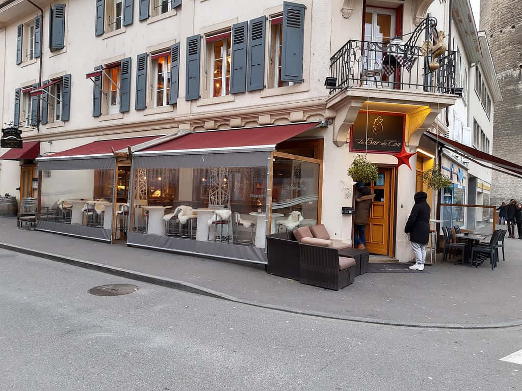 Yverdon Les Bains Cafe Street View Wallpaper