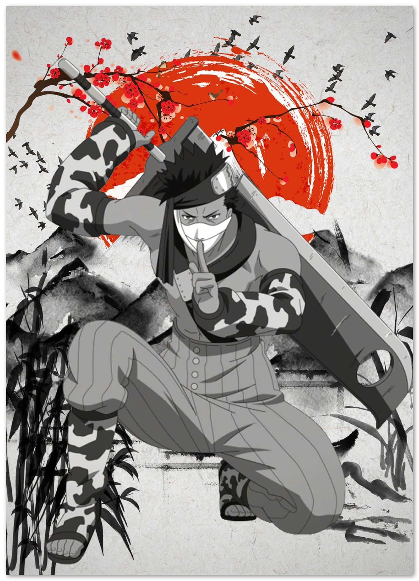 Zabuza Momochi Stille Moordenaar Kunstwerk Achtergrond