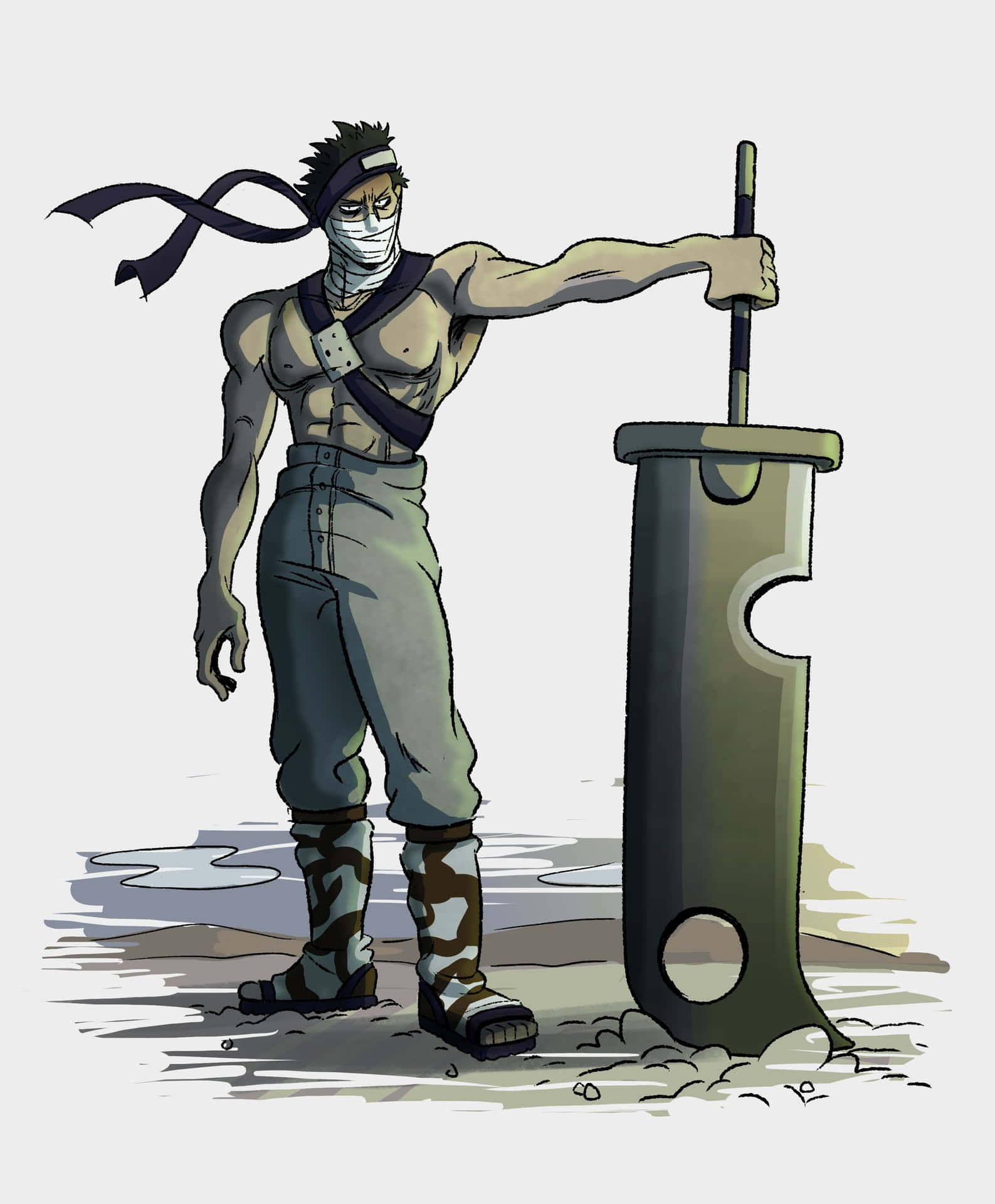 Zabuza Momochi Staand Met Zwaard Achtergrond