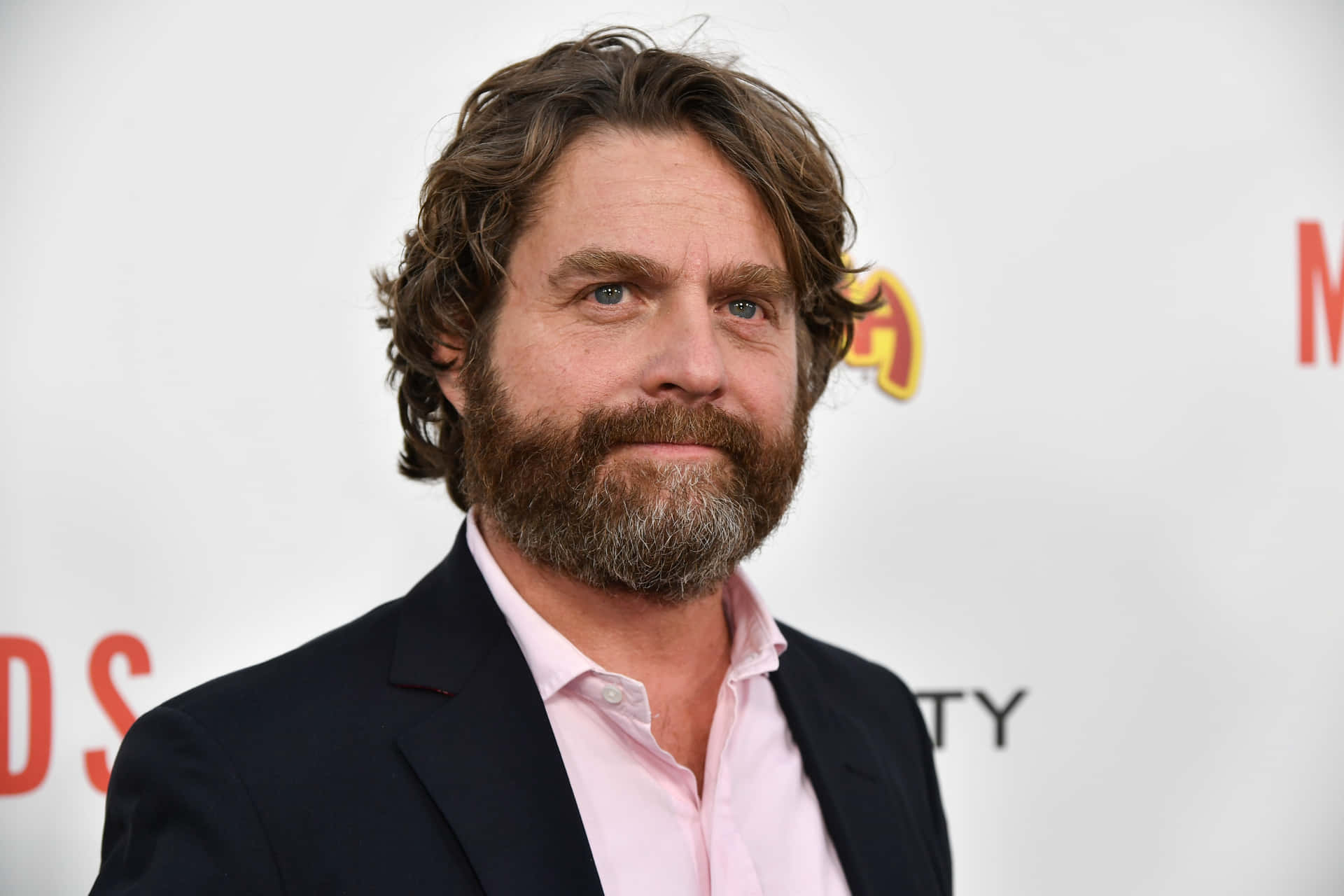 Actor Zach Galifianakis smiling on the red carpet Wallpaper