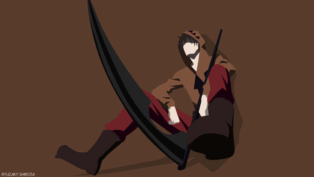 A Man With A Sword Sitting On A Brown Background Wallpaper
