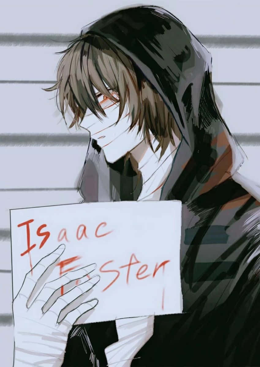 A Boy Holding A Sign That Says Isac Faster Wallpaper